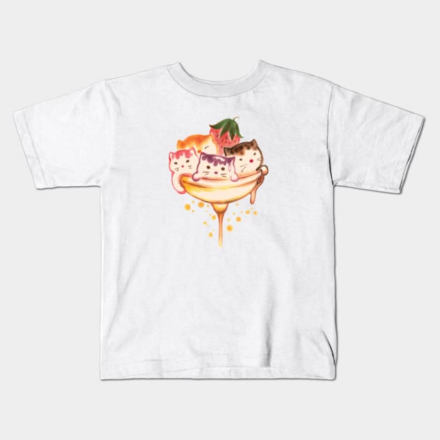 Cat ice-cream Kids T-Shirt by juliewu